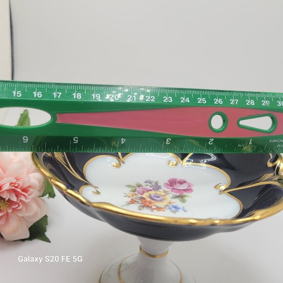 Vintage Jlmenau Graf Von Henneberg Porcelain Pedestal Compote Candy Nut Dish - Picture 10 of 13